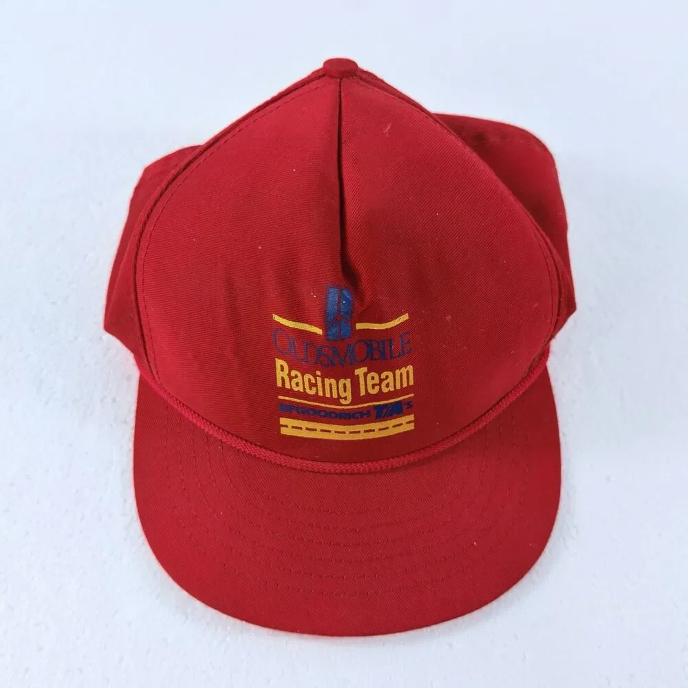Vintage Oldsmobile Racing Team Snapback Hat Cap BF Goodrich T/A GM Nascar Red